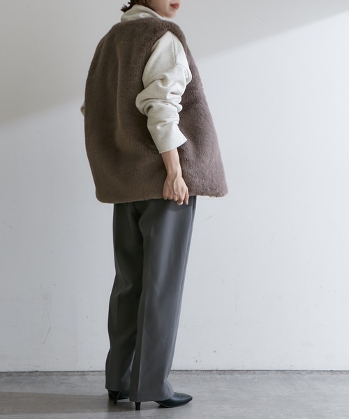 Omekashi（オメカシ）の「裏起毛ハーフジッププルオーバー（Tシャツ/カットソー・レディース・アイボリー/チャコールグレー/オフホワイト/ネイビー・FREE）」の19枚目の写真