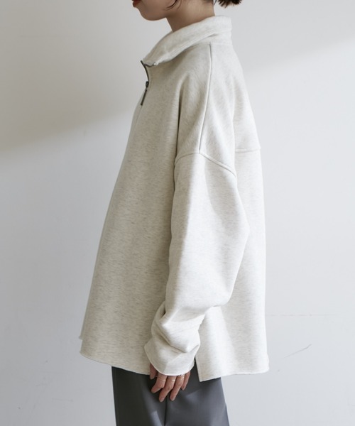 Omekashi（オメカシ）の「裏起毛ハーフジッププルオーバー（Tシャツ/カットソー・レディース・アイボリー/チャコールグレー/オフホワイト/ネイビー・FREE）」の21枚目の写真