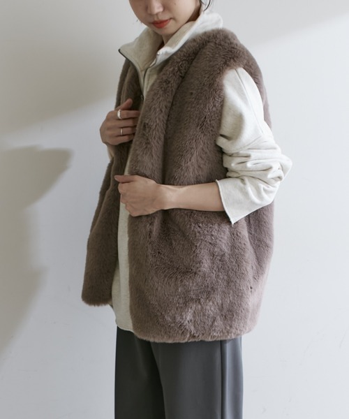 Omekashi（オメカシ）の「裏起毛ハーフジッププルオーバー（Tシャツ/カットソー・レディース・アイボリー/チャコールグレー/オフホワイト/ネイビー・FREE）」の13枚目の写真