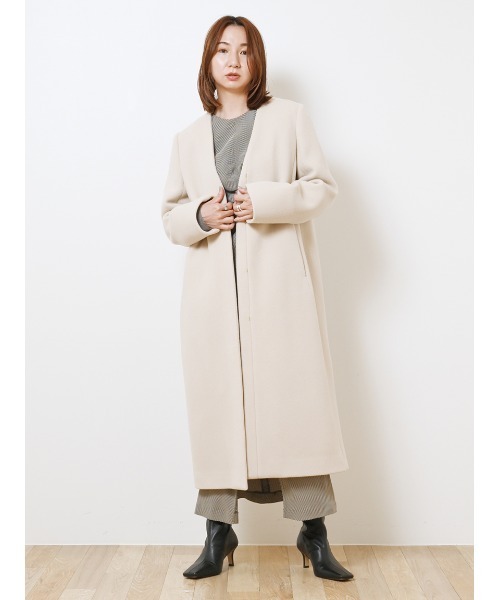 FRAY I.D(フレイアイディー)の「MANTECOノーカラーコート(ノーカラーコート・レディース・グリーン/モカ/ピンク/アイボリー・1/0)」の15枚目の写真