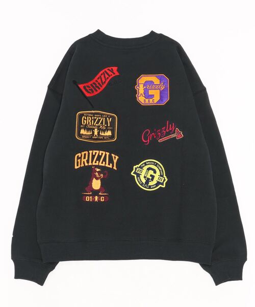 GRIZZLY(グリズリー)の「GRIZZLY/グリズリー オーバーサイズ ワッペンロゴ/裏起毛 刺繍ロゴ クルーネックスウェット/トレーナー VIGR22MS4(スウェット・メンズ・ブラック/グレー・L/XL/M)」の4枚目の写真