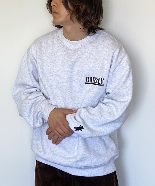 GRIZZLY(グリズリー)の「GRIZZLY/グリズリー オーバーサイズ ワッペンロゴ/裏起毛 刺繍ロゴ クルーネックスウェット/トレーナー VIGR22MS4(スウェット・メンズ・ブラック/グレー・L/XL/M)」の6枚目の写真