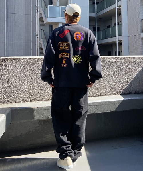 GRIZZLY(グリズリー)の「GRIZZLY/グリズリー オーバーサイズ ワッペンロゴ/裏起毛 刺繍ロゴ クルーネックスウェット/トレーナー VIGR22MS4(スウェット・メンズ・ブラック/グレー・L/XL/M)」の18枚目の写真