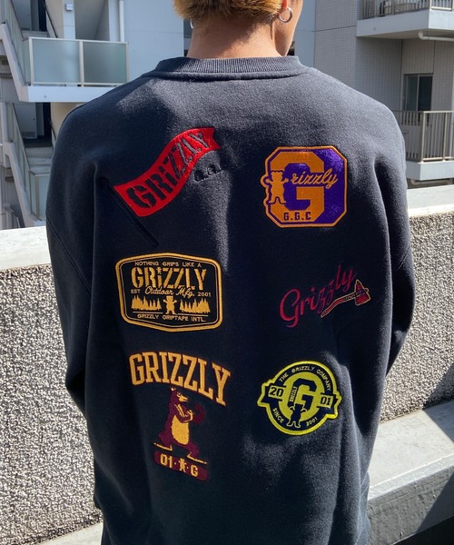 GRIZZLY(グリズリー)の「GRIZZLY/グリズリー オーバーサイズ ワッペンロゴ/裏起毛 刺繍ロゴ クルーネックスウェット/トレーナー VIGR22MS4(スウェット・メンズ・ブラック/グレー・L/XL/M)」の16枚目の写真