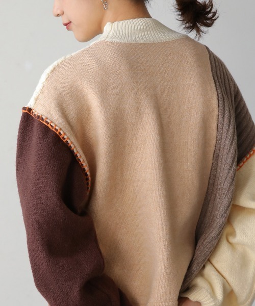 Bou Jeloud(ブージュルード)の「ブロッキング配色ニット(ニット/セーター・レディース・ブルー/グリーン/オレンジ・FREE)」の8枚目の写真