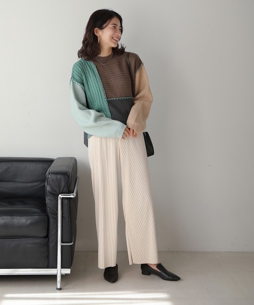 Bou Jeloud(ブージュルード)の「ブロッキング配色ニット(ニット/セーター・レディース・ブルー/グリーン/オレンジ・FREE)」の19枚目の写真