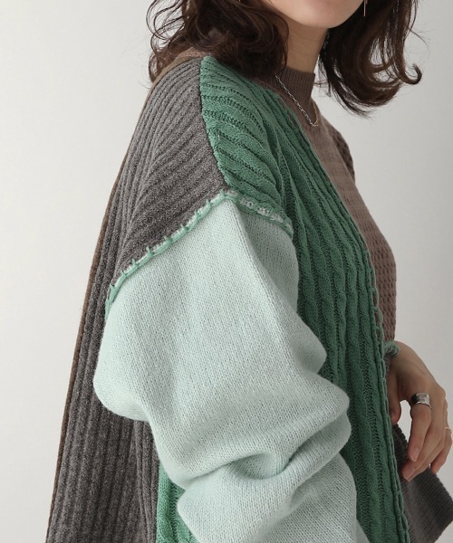 Bou Jeloud(ブージュルード)の「ブロッキング配色ニット(ニット/セーター・レディース・ブルー/グリーン/オレンジ・FREE)」の20枚目の写真