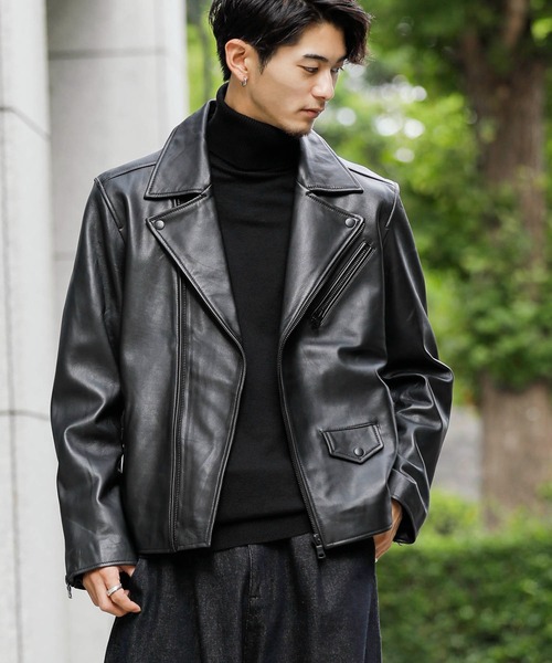 London Denim(ロンドンデニム)の「Lamb Leather / ラムレザー ダブルライダース ジャケット(ライダースジャケット・メンズ・ブラック・46/48/50)」の5枚目の写真