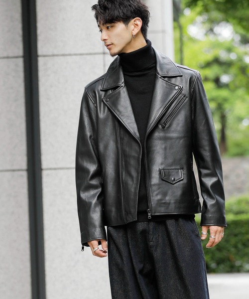 London Denim(ロンドンデニム)の「Lamb Leather / ラムレザー ダブルライダース ジャケット(ライダースジャケット・メンズ・ブラック・46/48/50)」の3枚目の写真