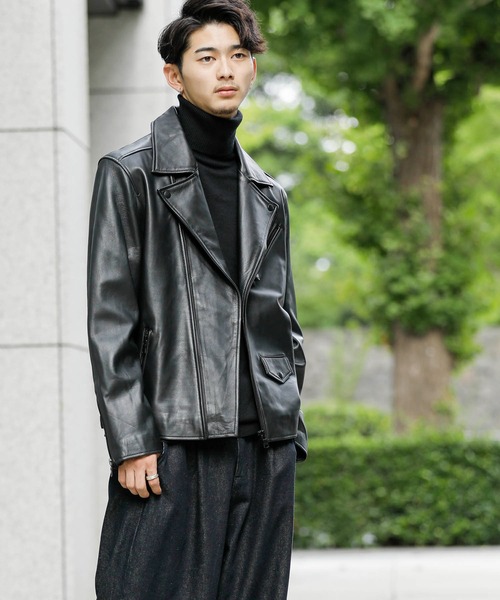 London Denim(ロンドンデニム)の「Lamb Leather / ラムレザー ダブルライダース ジャケット(ライダースジャケット・メンズ・ブラック・46/48/50)」の4枚目の写真