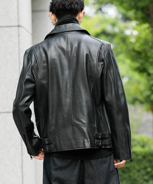 London Denim(ロンドンデニム)の「Lamb Leather / ラムレザー ダブルライダース ジャケット(ライダースジャケット・メンズ・ブラック・46/48/50)」の7枚目の写真