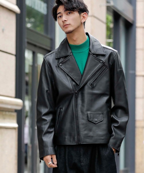 London Denim(ロンドンデニム)の「Lamb Leather / ラムレザー ダブルライダース ジャケット(ライダースジャケット・メンズ・ブラック・46/48/50)」の8枚目の写真