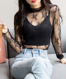 OLUPIC/【WEB限定】花柄シアーレーストップス