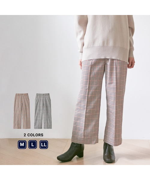 Days(デイズ)の「【BLANC+】チェックワイドパンツ(その他パンツ・レディース・ブラウン/オレンジ・M/LL/L)」の13枚目の写真