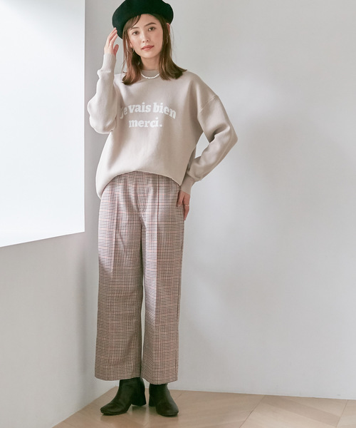 Days(デイズ)の「【BLANC+】チェックワイドパンツ(その他パンツ・レディース・ブラウン/オレンジ・M/LL/L)」の1枚目の写真
