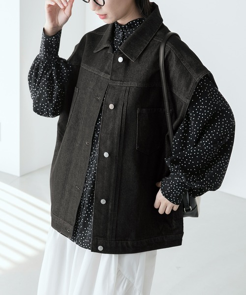 BONLECILL(ボンルシール)の「オーバーデニムベスト(デニムジャケット・レディース・ブルー/ブラック/アイボリー/ネイビー・FREE)」の18枚目の写真