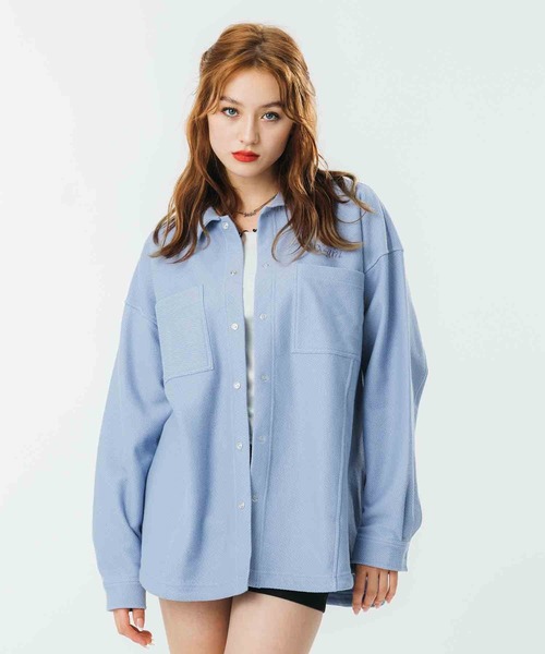 X-girl(エックスガール)の「TWILL SWEATSHIRT(シャツ/ブラウス・レディース・ブラック/ライトブルー/ホワイト・S/M)」の3枚目の写真