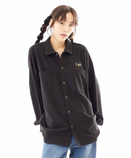 X-girl(エックスガール)の「TWILL SWEATSHIRT(シャツ/ブラウス・レディース・ブラック/ライトブルー/ホワイト・S/M)」の11枚目の写真