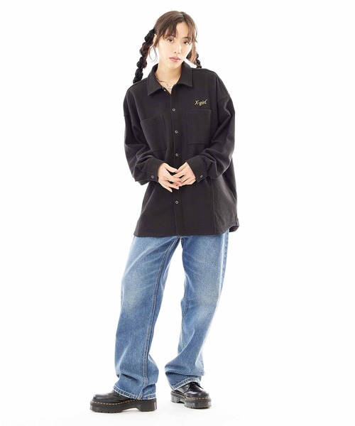 X-girl(エックスガール)の「TWILL SWEATSHIRT(シャツ/ブラウス・レディース・ブラック/ライトブルー/ホワイト・S/M)」の12枚目の写真