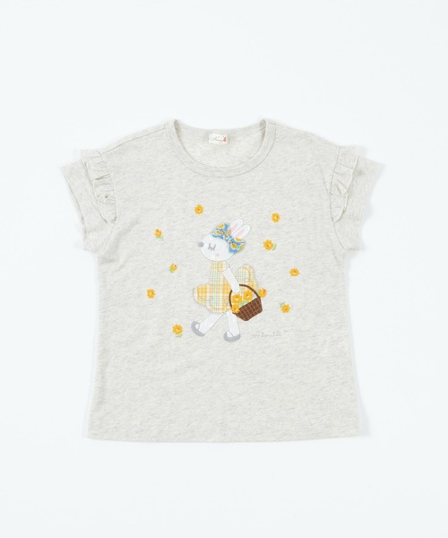 KP(ケーピー)の「お花刺繍のmimiちゃんアップリケ半袖Tシャツ(100~130)(Tシャツ/カットソー・キッズ・ライトピンク/オートミール・100cm/110cm/120cm/130cm)」の7枚目の写真