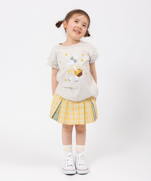 KP(ケーピー)の「お花刺繍のmimiちゃんアップリケ半袖Tシャツ(100~130)(Tシャツ/カットソー・キッズ・ライトピンク/オートミール・100cm/110cm/120cm/130cm)」の6枚目の写真