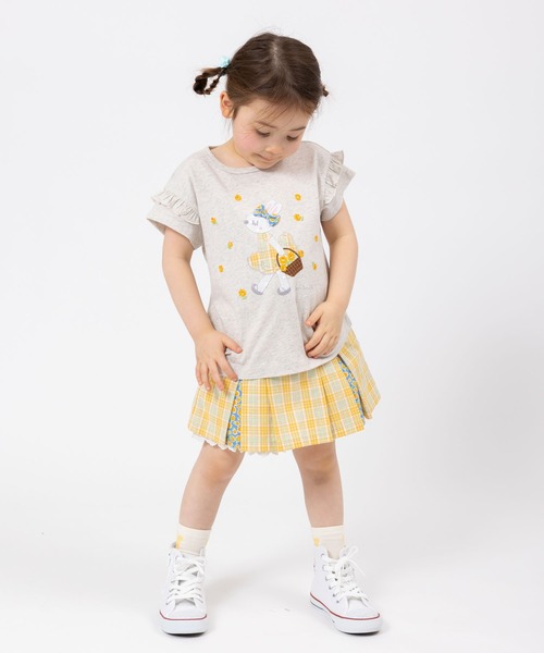 KP(ケーピー)の「お花刺繍のmimiちゃんアップリケ半袖Tシャツ(100~130)(Tシャツ/カットソー・キッズ・ライトピンク/オートミール・100cm/110cm/120cm/130cm)」の5枚目の写真