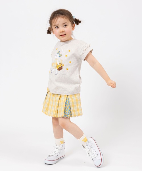 KP(ケーピー)の「お花刺繍のmimiちゃんアップリケ半袖Tシャツ(100~130)(Tシャツ/カットソー・キッズ・ライトピンク/オートミール・100cm/110cm/120cm/130cm)」の3枚目の写真