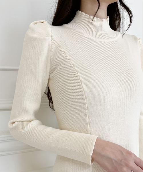 MIIA（ミーア）の「ニットロングフレアワンピース（ワンピース・レディース・ブラック/オフホワイト/グレー・FREE）」の14枚目の写真