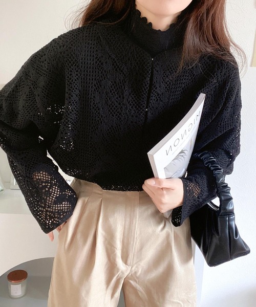 mily bilet（ミウィビレット）の「【mily bilet】大人のレトロ。キーネックレースシャツ（シャツ/ブラウス・レディース・ホワイト/ブラック/アイボリー・LARGE/MEDIUM/SMALL/X-LARGE）」の11枚目の写真