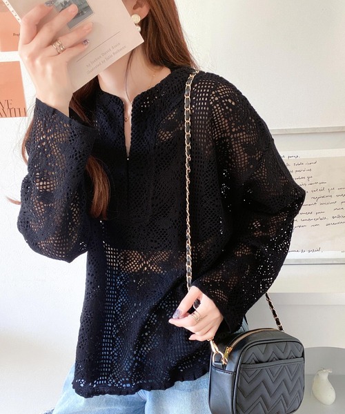 mily bilet（ミウィビレット）の「【mily bilet】大人のレトロ。キーネックレースシャツ（シャツ/ブラウス・レディース・ホワイト/ブラック/アイボリー・LARGE/MEDIUM/SMALL/X-LARGE）」の17枚目の写真