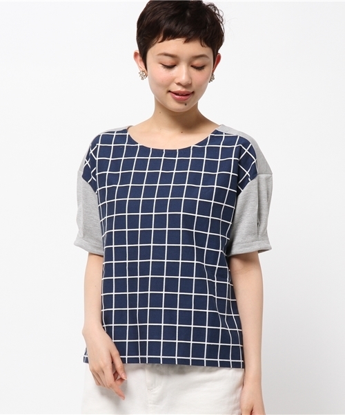 DISCOAT（ディスコート）の「【Discoat】前身チェックプルオーバー（Tシャツ/カットソー・レディース・ブルー/ネイビー/オフホワイト・LARGE/MEDIUM）」の3枚目の写真