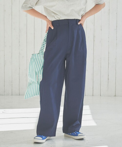 coen(コーエン)の「ソフトコットン2タックチノパンツ(チノパンツ・レディース・ベージュ/ネイビー/グレー・S/M/L)」の3枚目の写真