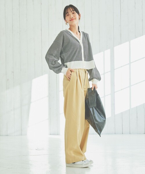 coen(コーエン)の「ソフトコットン2タックチノパンツ(チノパンツ・レディース・ベージュ/ネイビー/グレー・S/M/L)」の14枚目の写真