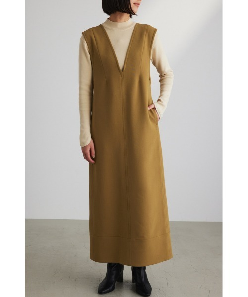 STYLEMIXER（スタイルミキサー）の「ディープVステッチワークワンピース（ワンピース・レディース・ブラック/ライトブラウン・MEDIUM/SMALL）」の2枚目の写真