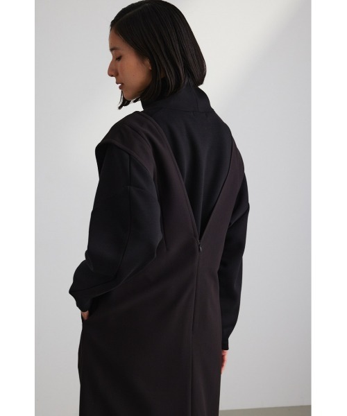 STYLEMIXER（スタイルミキサー）の「ディープVステッチワークワンピース（ワンピース・レディース・ブラック/ライトブラウン・MEDIUM/SMALL）」の9枚目の写真