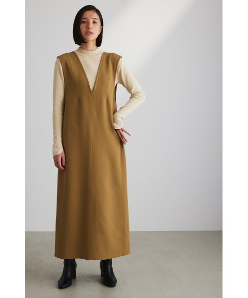 STYLEMIXER（スタイルミキサー）の「ディープVステッチワークワンピース（ワンピース・レディース・ブラック/ライトブラウン・MEDIUM/SMALL）」の12枚目の写真