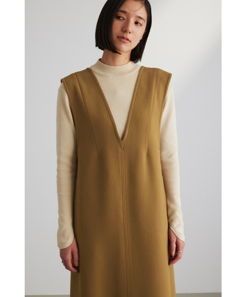 STYLEMIXER（スタイルミキサー）の「ディープVステッチワークワンピース（ワンピース・レディース・ブラック/ライトブラウン・MEDIUM/SMALL）」の13枚目の写真