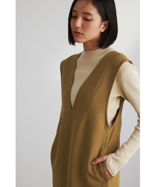 STYLEMIXER（スタイルミキサー）の「ディープVステッチワークワンピース（ワンピース・レディース・ブラック/ライトブラウン・MEDIUM/SMALL）」の14枚目の写真