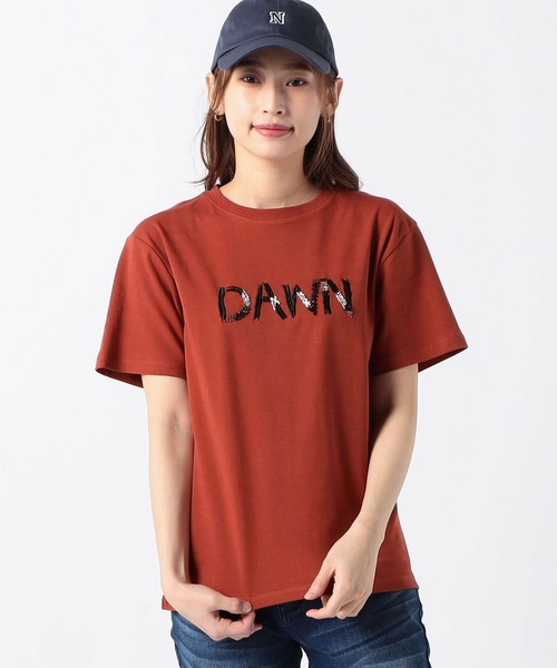 Grand PARK（グランドパーク）の「ビーズ刺繍　Ｔシャツ（Tシャツ/カットソー・レディース・ホワイト/テラコッタ/チャコールグレー/ブルー・FREE）」の3枚目の写真