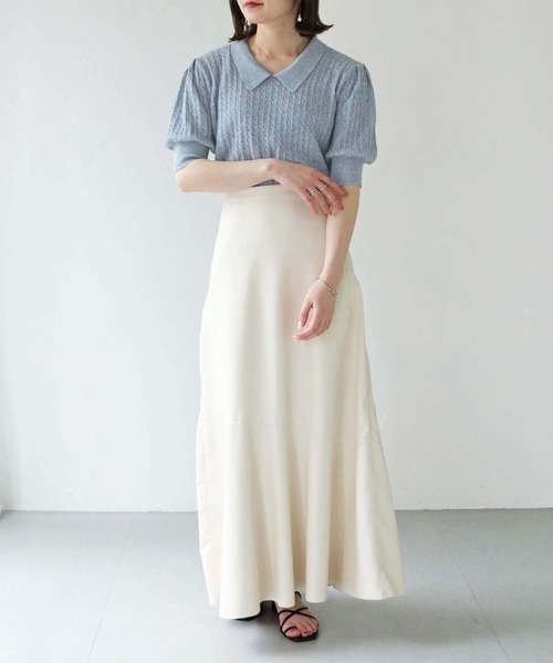 セール】【shemoshelly】WEB限定地柄編リネン混衿付きサマー