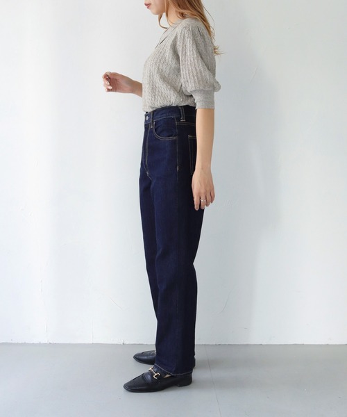 HER CLOSET（ハークローゼット）の「【shemoshelly】WEB限定地柄編リネン混衿付きサマーニット（ニット/セーター・レディース・グリーン/ブルー/グレイッシュベージュ/アイボリー・M）」の17枚目の写真