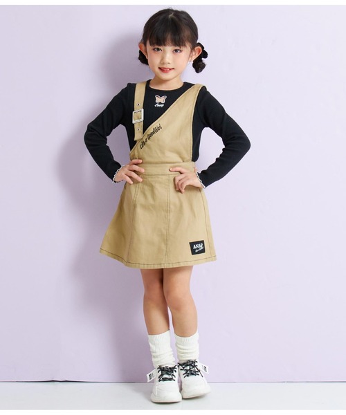 ANAP kids（アナップキッズ）の「2WAYアシンメトリージャンパースカート（ジャンパースカート・キッズ・ブラック/ブルー/ベージュ・120cm/110cm/130cm）」の5枚目の写真