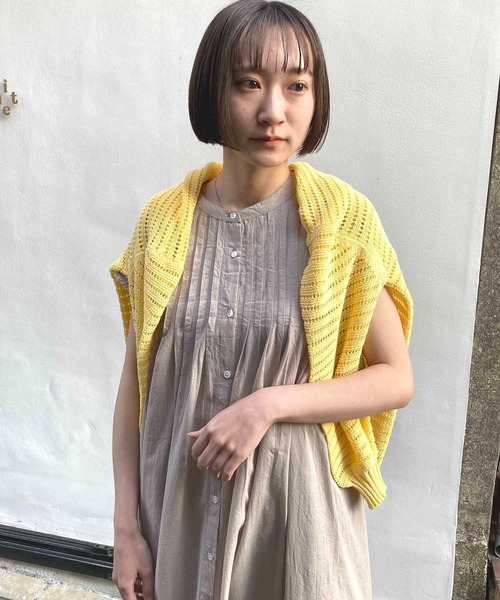 NANEA(ナネア)の「フレンチスリーブピンタックワンピース(ワンピース・レディース・サンドベージュ/ホワイト/カーキ・ONE SIZE)」の12枚目の写真