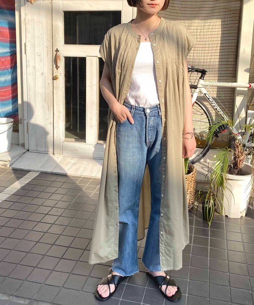 NANEA(ナネア)の「フレンチスリーブピンタックワンピース(ワンピース・レディース・サンドベージュ/ホワイト/カーキ・ONE SIZE)」の13枚目の写真