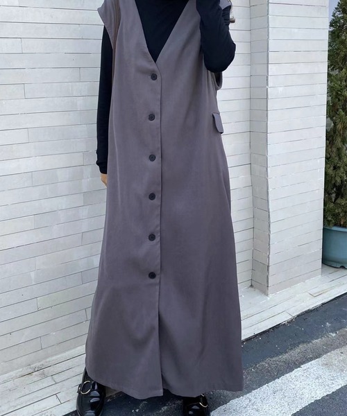 LYEON(リヨン)の「ロングジレベスト(ベスト・レディース・ブラック/グレー/ベージュ・FREE)」の2枚目の写真