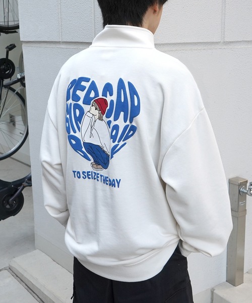 Red Cap Girl(レッドキャプガール)の「【RED CAP GIRL】ビッグシルエット バックプリント ハーフジッププルオーバースウェット【新柄追加】(スウェット・メンズ・ブラック/ブルー/ホワイト/杢グレー/チャコールグレー/ネイビー・L/M)」の11枚目の写真