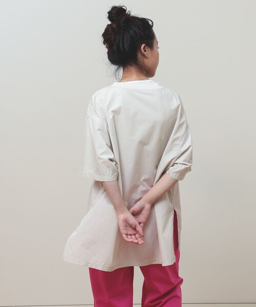 BEAMS BOY（ビームスボーイ）の「BEAMS BOY / タイプライター ビッグ リブ プルオーバー シャツ 23SS（シャツ/ブラウス・レディース・ブラック/オフホワイト/オリーブ・FREE）」の12枚目の写真