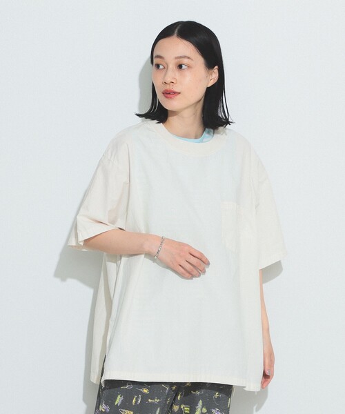 BEAMS BOY（ビームスボーイ）の「BEAMS BOY / タイプライター ビッグ リブ プルオーバー シャツ 23SS（シャツ/ブラウス・レディース・ブラック/オフホワイト/オリーブ・FREE）」の10枚目の写真