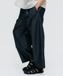 NANOTEX DENIM TUCK WIDE PANTS