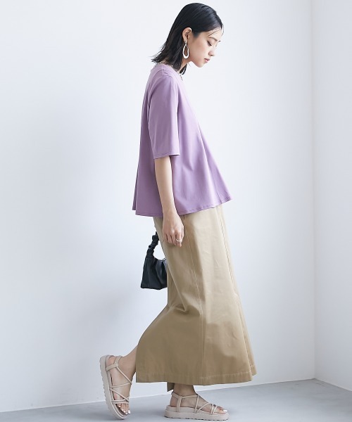 CHIC STYLE（シックスタイル）の「＜大きいサイズ＞綿100％フレア切替カットソープルオーバー シックスタイル（Tシャツ/カットソー・レディース・パープル系/ブラック・L/LL/3L/4L/5L）」の18枚目の写真